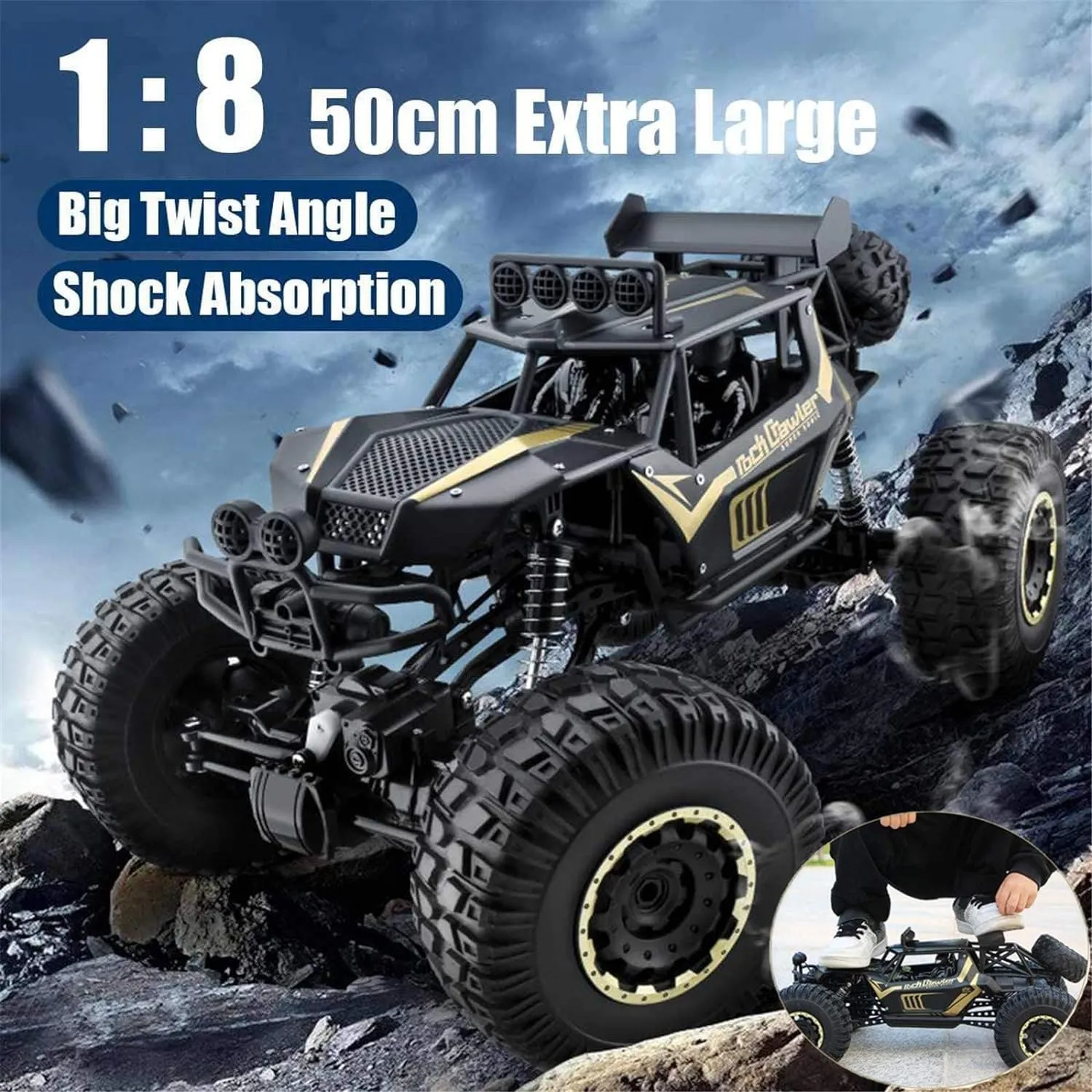 1:8 Large RC Monster Truck Truck Sand Crawler Car Die Cast