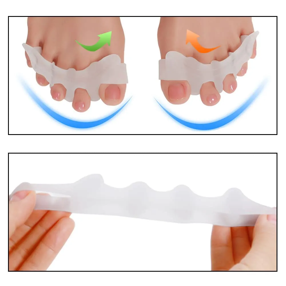 2 Pairs Toe Separators Soft Stretchable Toe Dividers Corrective Straightening Toe Dividers for Yoga Ballet and Running Overlapping Toes Hallux Valgus