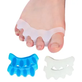 2Pair Toe Separators, Soft Gel Spacers, Toe Straighteners for Therapeutic Relief from Plantar Fasciitis, Hammer Toes, Claw Toes, Overlapping Toes - (Blue and Clear)