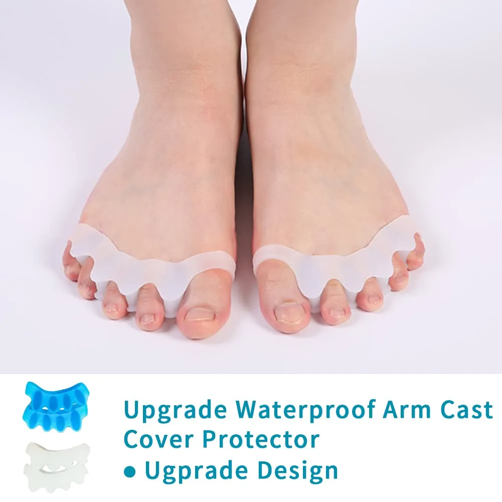 2Pair Toe Separators, Soft Gel Spacers, Toe Straighteners for Therapeutic Relief from Plantar Fasciitis, Hammer Toes, Claw Toes, Overlapping Toes - (Blue and Clear)
