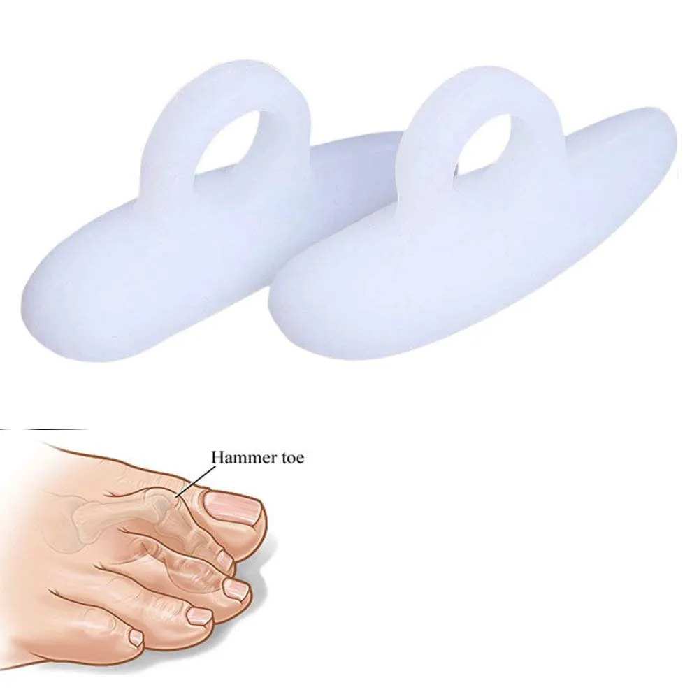 2Pair/4Pcs Gel Hammer Toe Crest Pads - Right and Left Soft Silicone Hammertoe Support Crest Cushion - Corrector and Straightener for Overlapping, Curled, Curved, Crooked, Clubbed Claw and Mallet Toe C 2 Pairs