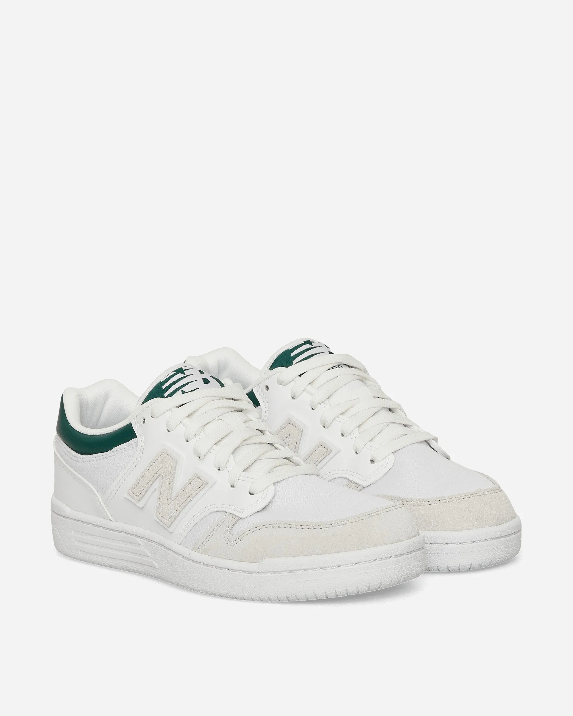 Stylish White and Night Watch Green Sneakers, Size 480