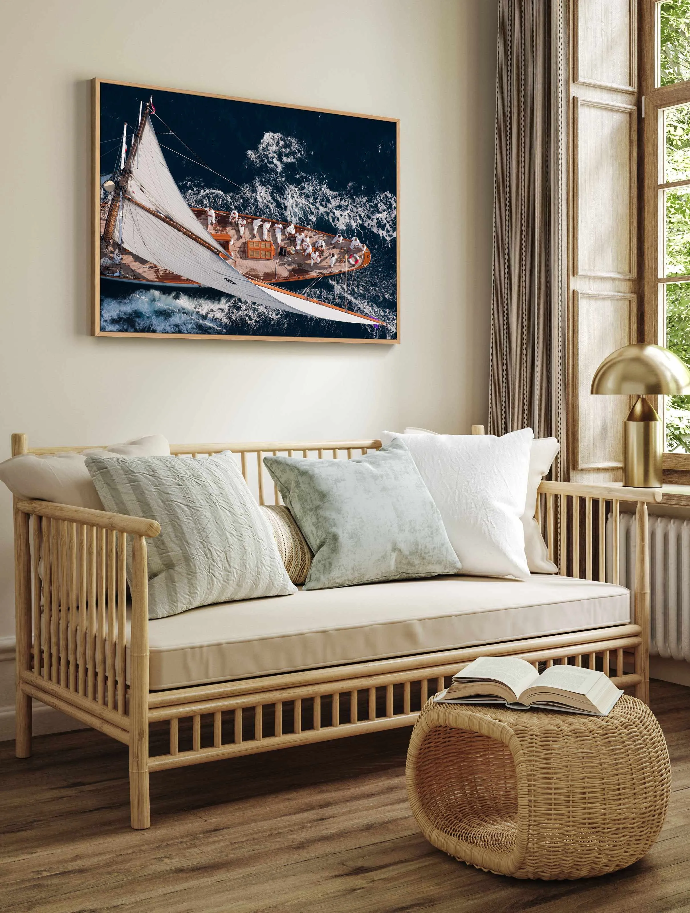 Above Moon Beam By Marc Pelissier | Framed Canvas Art Print