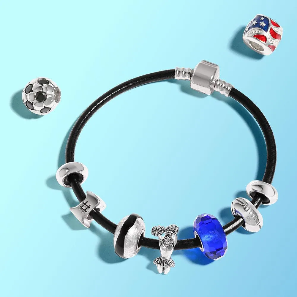American Football Player Sports Team Helmet Charm Bead Sterling Silver
