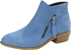Ankle Boots for Women Women's Suede Chelsea Ankle Fashion Boots Pointed Toe Low Chunky Stacked Heel On Both Side Zipper Booties