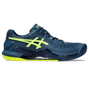 Asics Men's Gel Resolution 9 Tennis Shoes Mako Blue Safety Yellow
