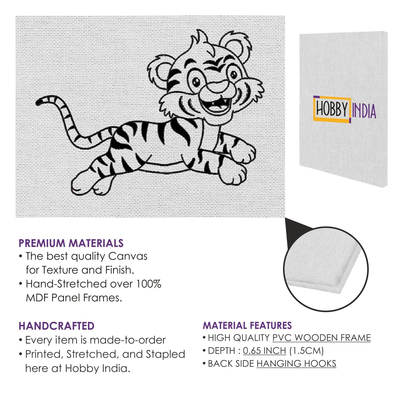Baby Tiger DIY Canvas Base for Painting