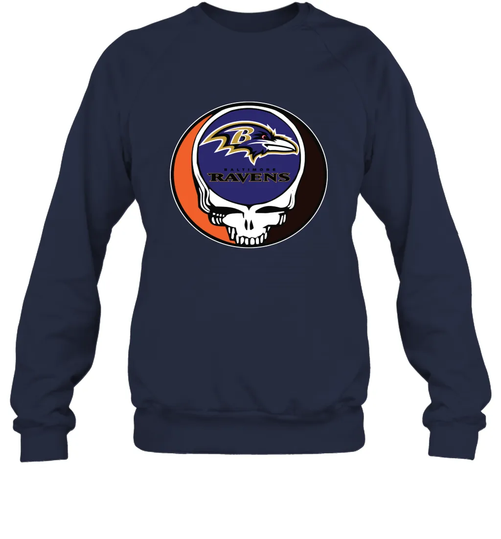 Baltimore Ravens Grateful Dead Steal Your Face NFL Football Adult Sweatshirt