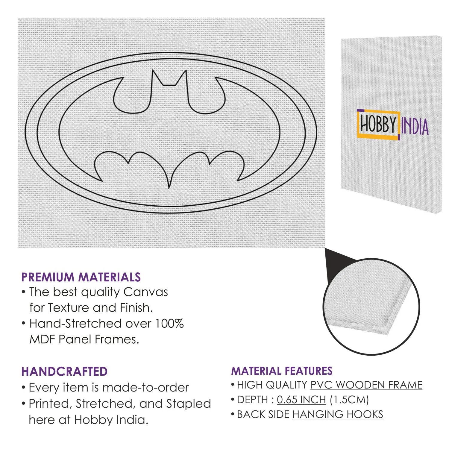 Batman Logo DIY Canvas Base for Painting