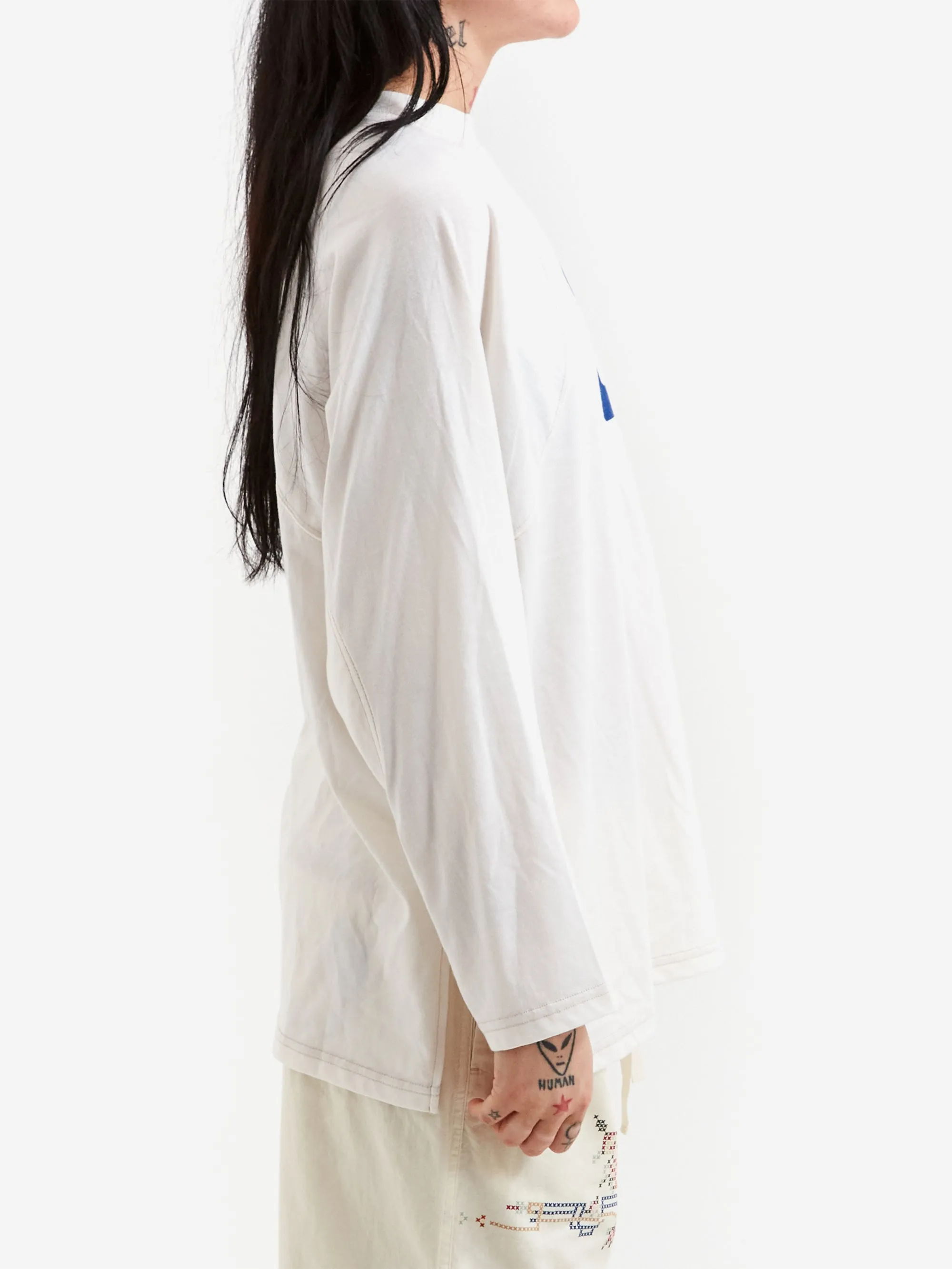 Beams Boy Numbering Print Football Long Sleeve T-Shirt - Off White