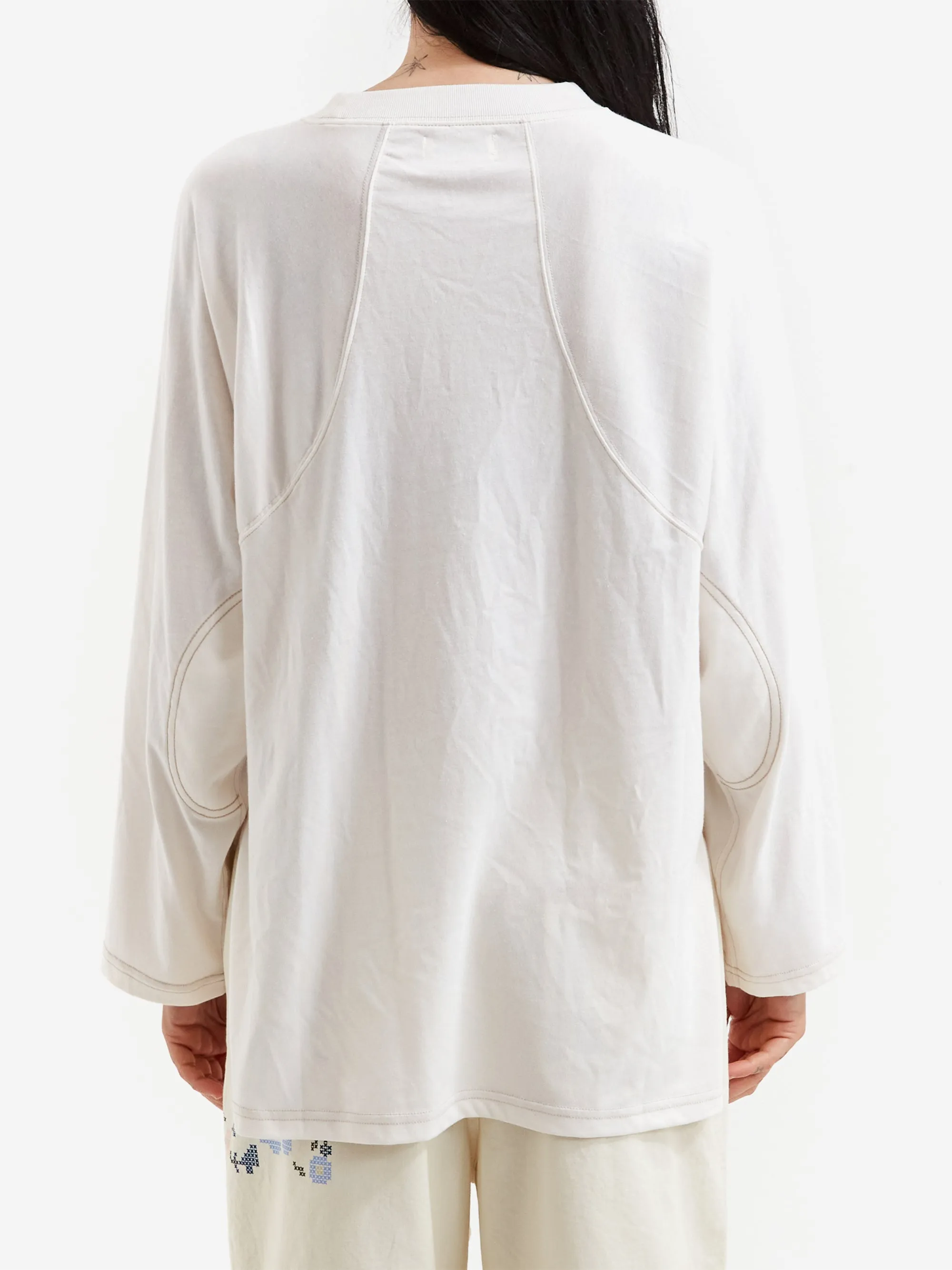Beams Boy Numbering Print Football Long Sleeve T-Shirt - Off White