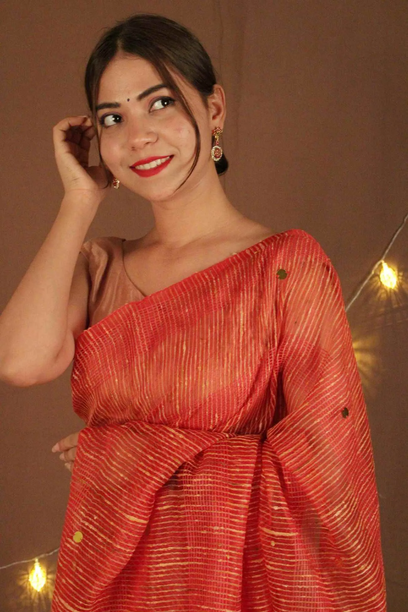 Bhagalpuri Art Silk Kota Ghicha with tassels & sequin woven in pallu wrap in 1 minute saree