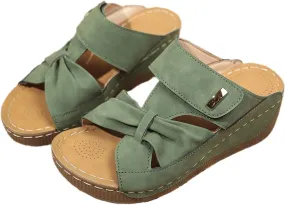 BILIKEYU Womens Wedge Platform Sandals Cutouts Strappy Soft Thick Sole Comfortable Summer Beach Slip On Slide Sandal