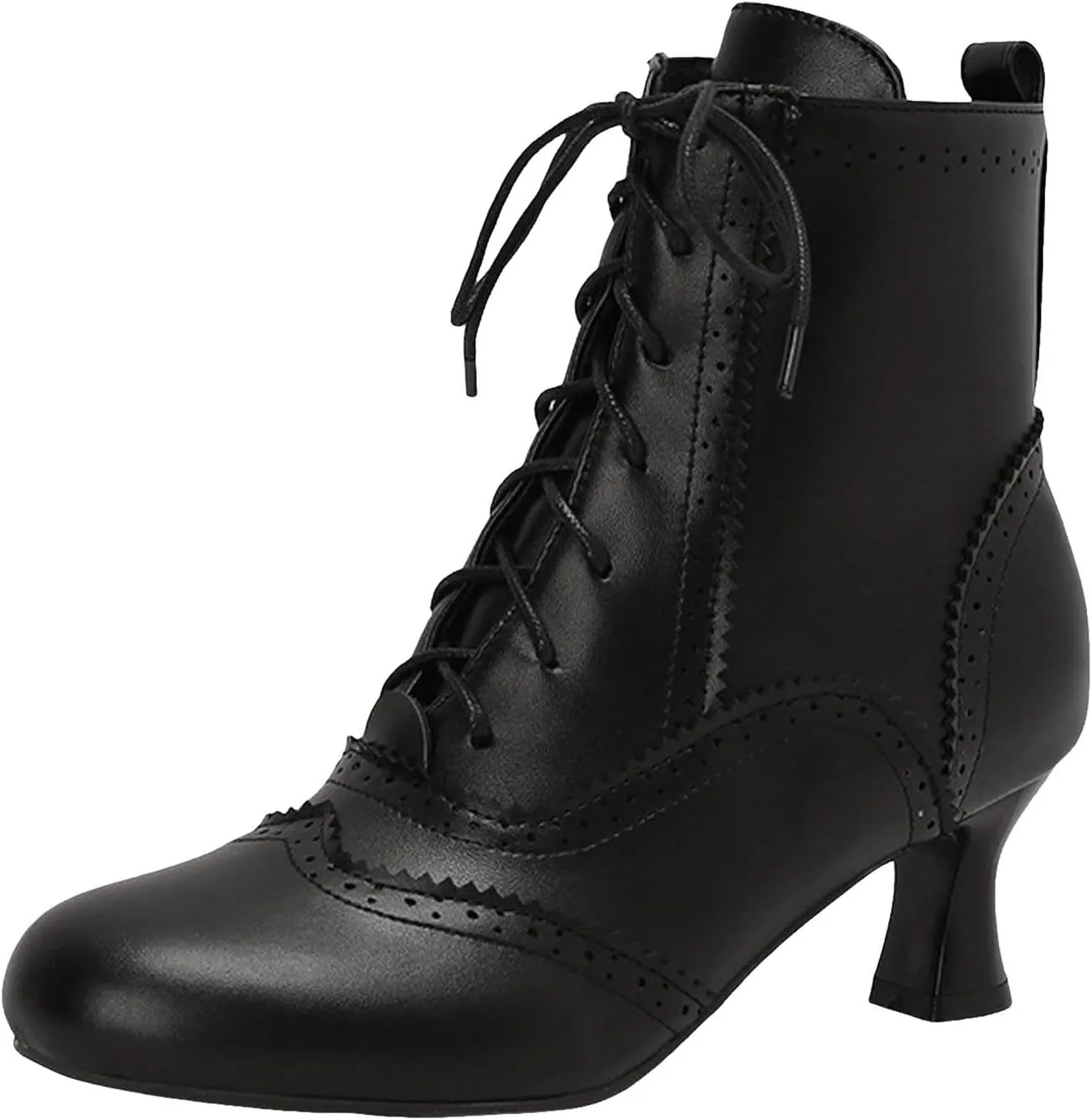 Boots for Women Wide Calf,Vintage Lace Up Victorian Boots Western Kitten Heel Ankle Boots with Zip Party Dance Shoes