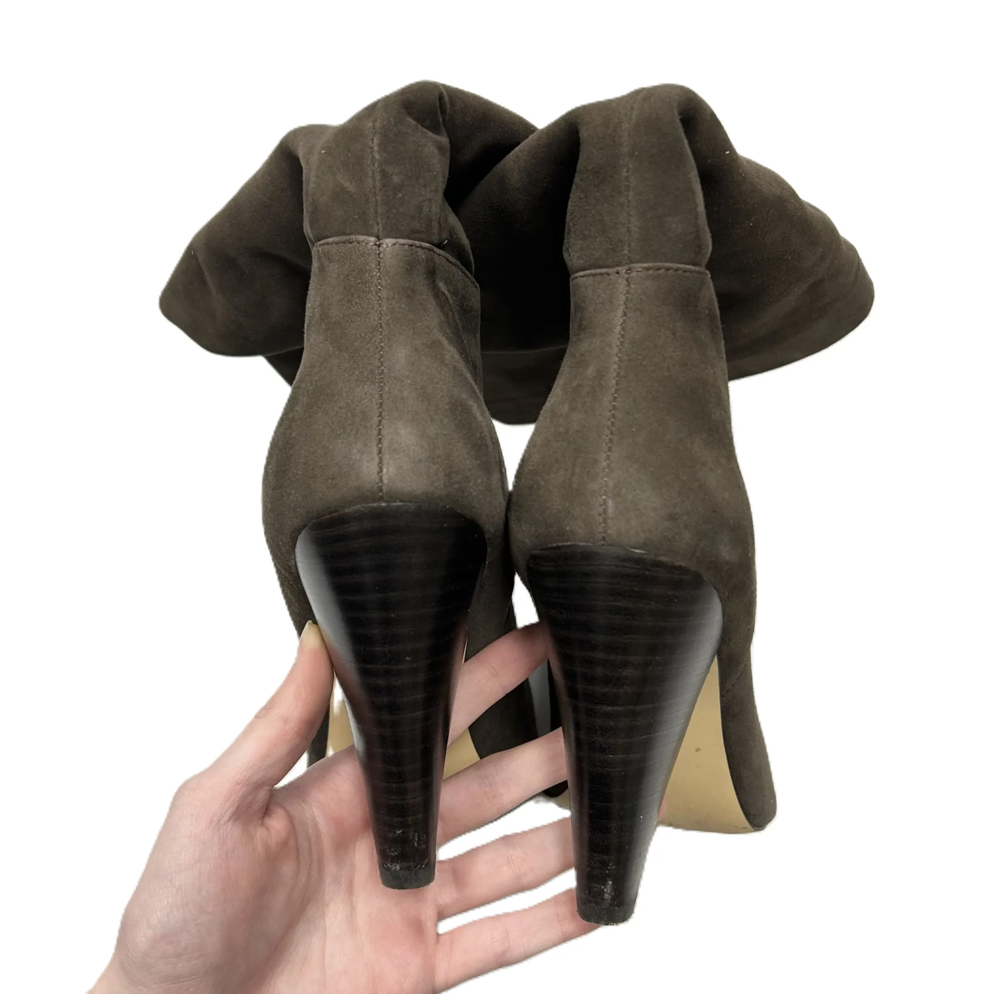 Boots Mid-calf Heels By Something Navy In Brown, Size: 9