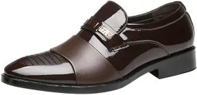 BORAMAX Men's PU Leather Lace-Up Dress Shoes Business Fashion Wedding Shoes Casual Patent Leather Dress Oxford Shoes