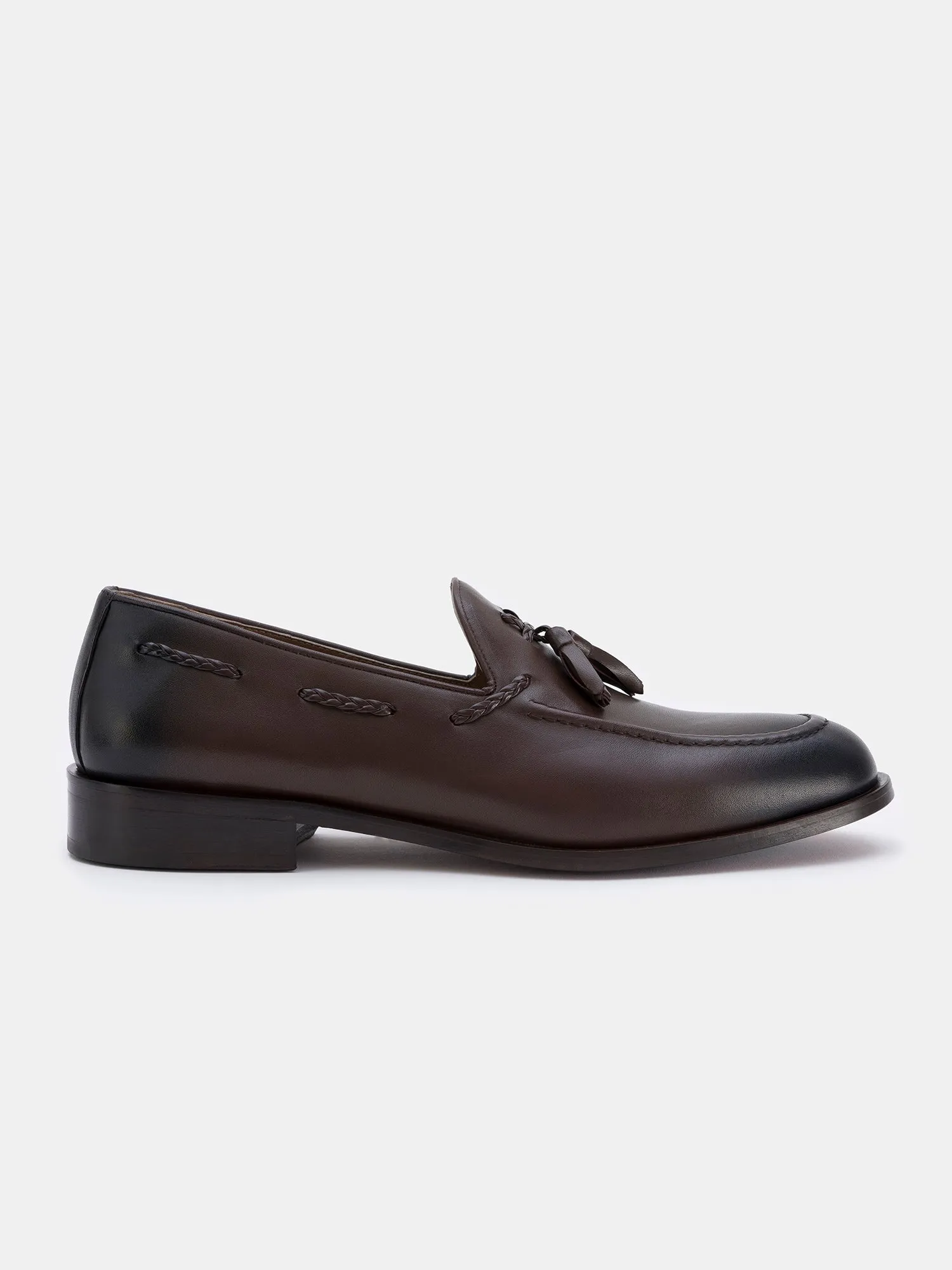Brown Leather Tasselled Loafers