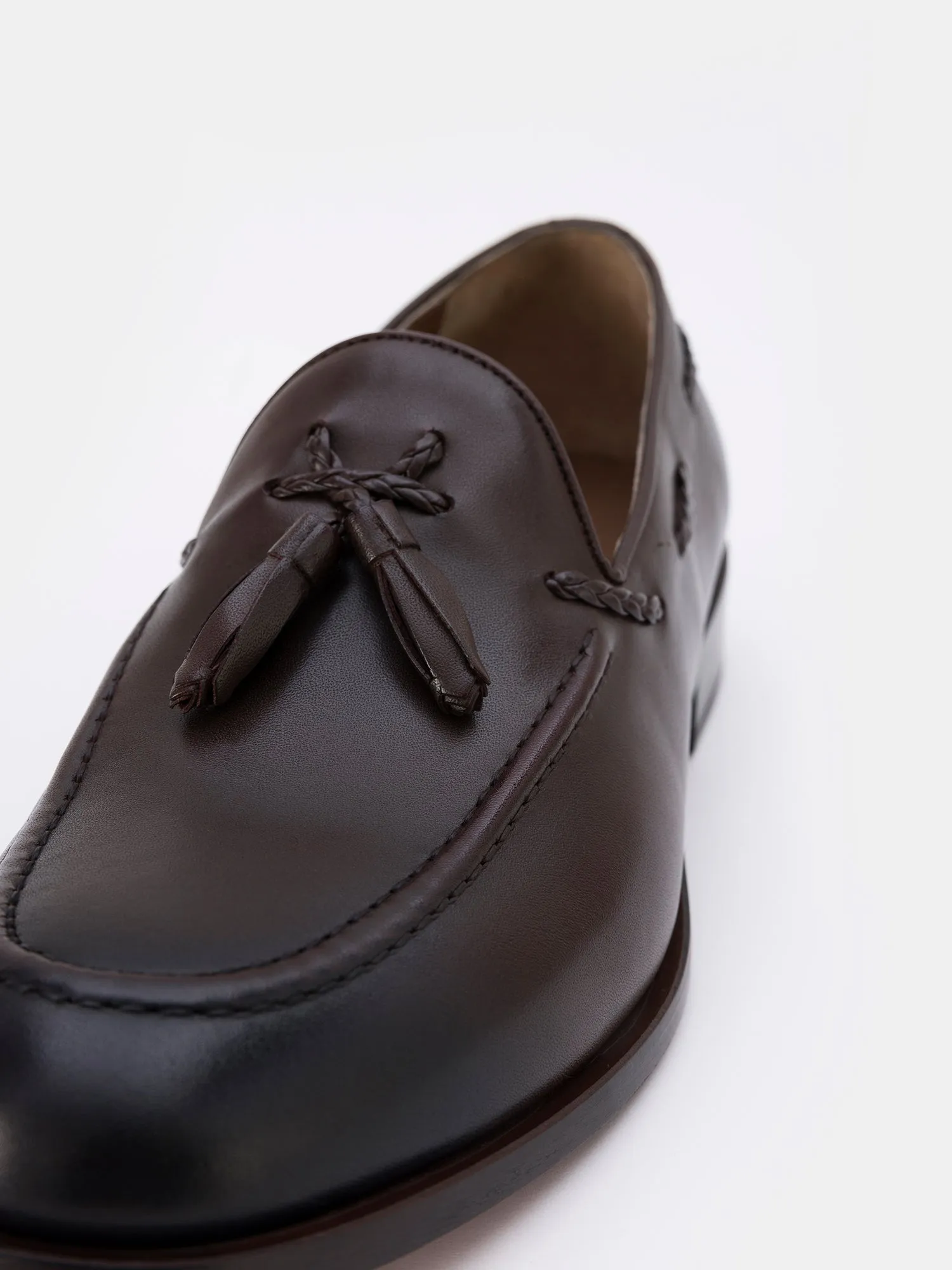 Brown Leather Tasselled Loafers