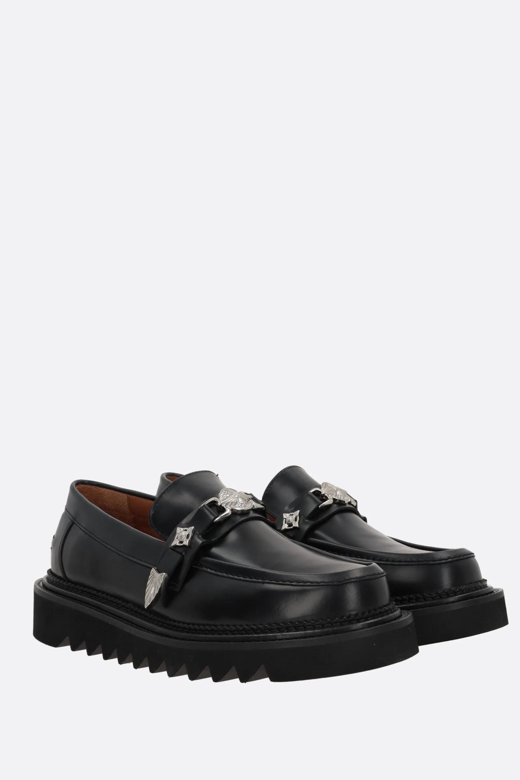 buckle-detailed smooth leather loafers