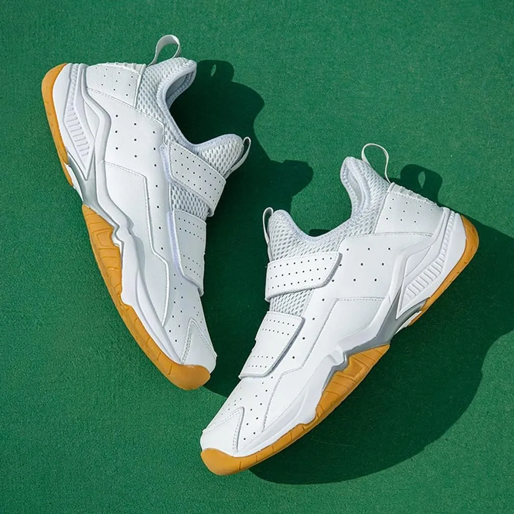 Casual Badminton Shoes Lace Up Racketball Shoes Hook and Loop Volleyball Trainers Comfy Tennis Fitness Footwear for Men