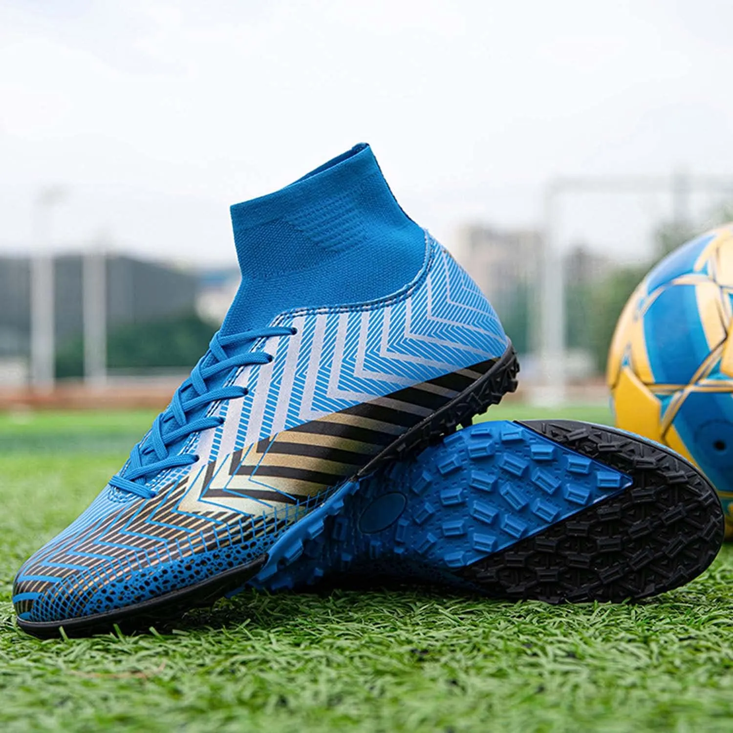 CERYTHRINA Mens Turf Soccer Cleats Athletic Firm Ground High-Top Football Soccer Shoe for Big Kids