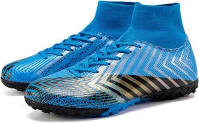 CERYTHRINA Mens Turf Soccer Cleats Athletic Firm Ground High-Top Football Soccer Shoe for Big Kids