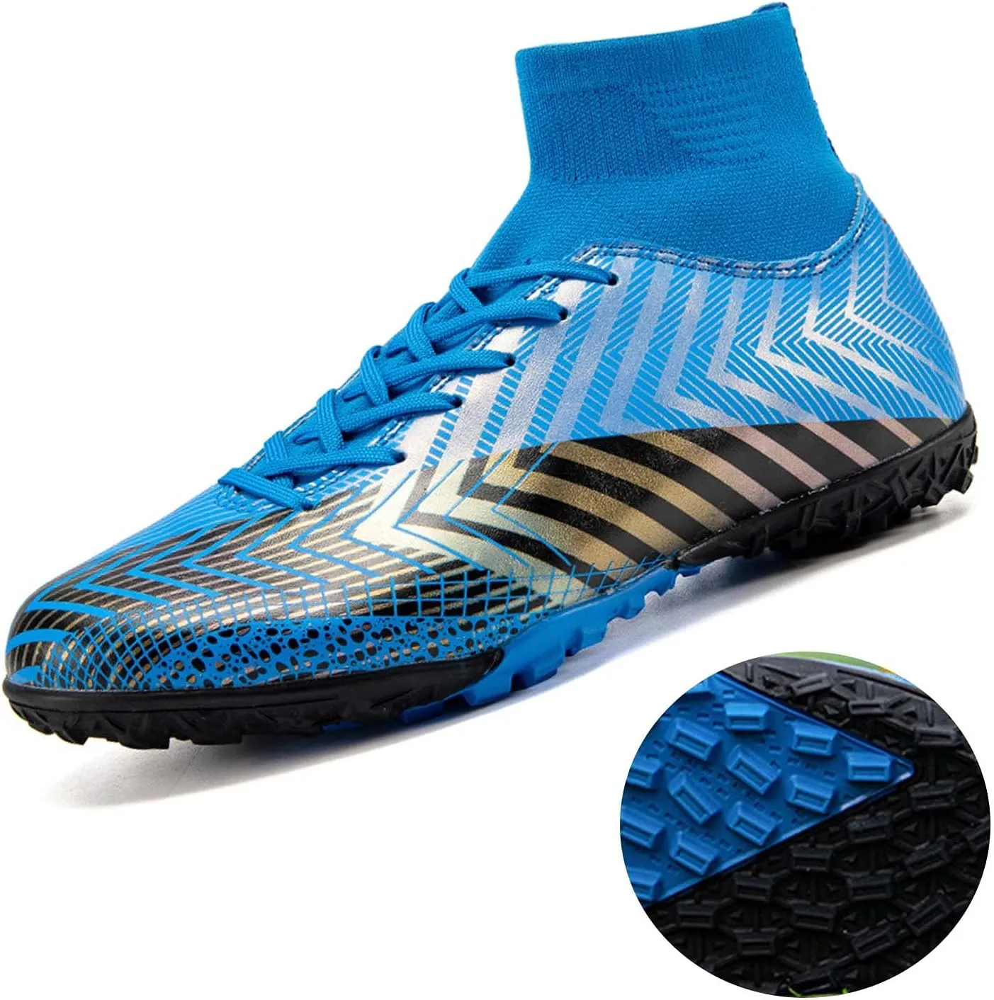 CERYTHRINA Mens Turf Soccer Cleats Athletic Firm Ground High-Top Football Soccer Shoe for Big Kids