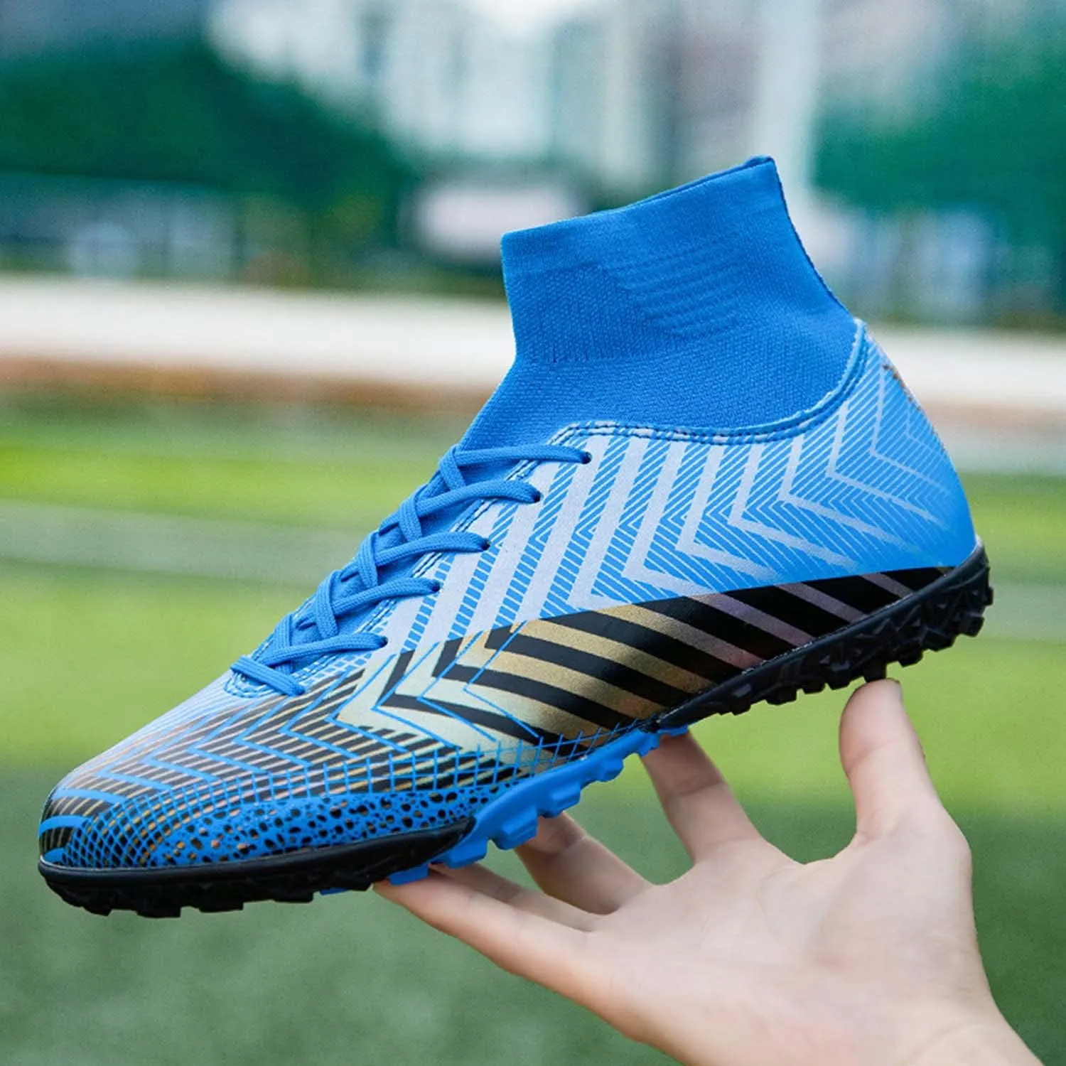 CERYTHRINA Mens Turf Soccer Cleats Athletic Firm Ground High-Top Football Soccer Shoe for Big Kids
