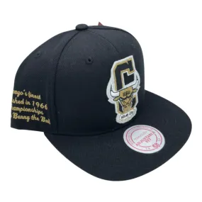 Chicago Bulls Mitchell & Ness NBA Black & Gold Basketball Graduation Snapback Hat