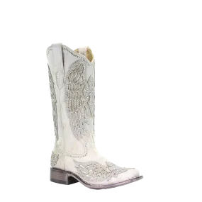 Corral Ladies White Cross & Wings Boots A3731