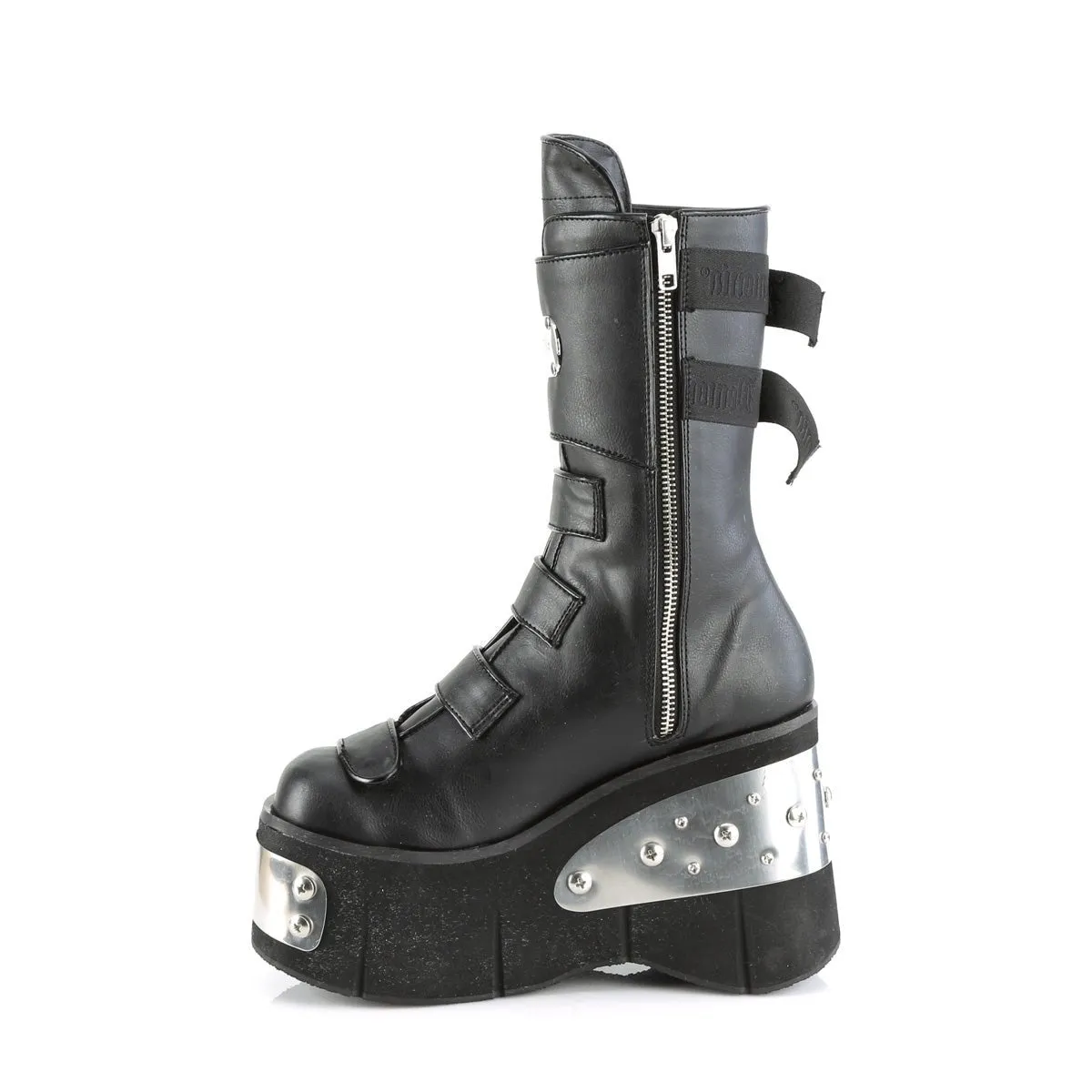 Demonia KERA-108 | Black Vegan Leather Mid-Calf Boots