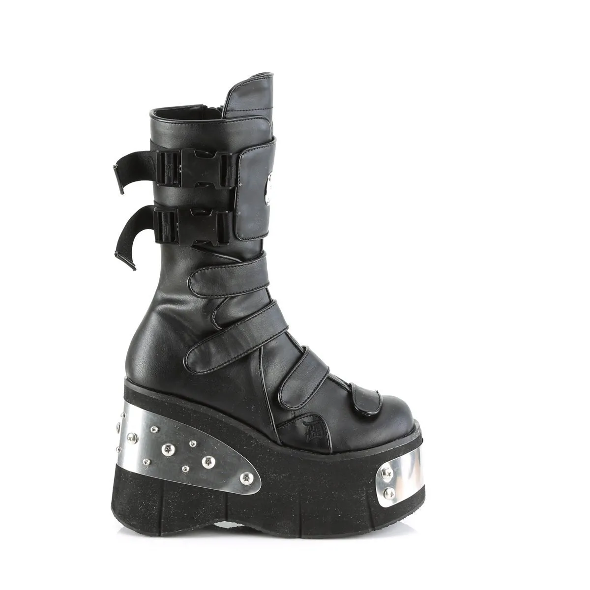 Demonia KERA-108 | Black Vegan Leather Mid-Calf Boots