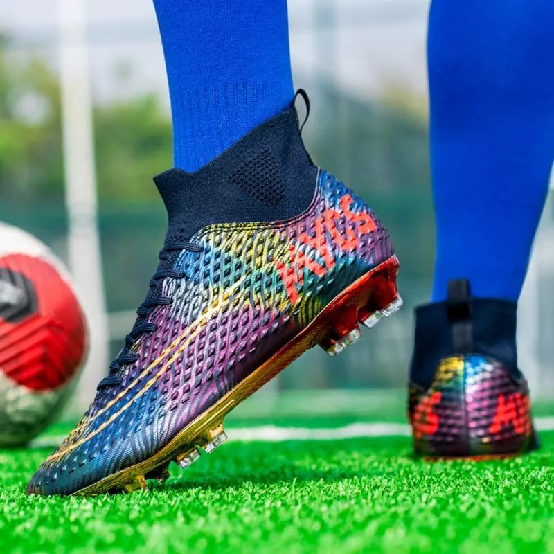 DHOVOR Boys Girls High-Top Soccer Cleats Youth Football Cleats Comfortable Indoor Soccer Shoes for Kids Outdoor/Indoor/Competition/Unisex