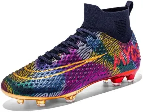 DHOVOR Boys Girls High-Top Soccer Cleats Youth Football Cleats Comfortable Indoor Soccer Shoes for Kids Outdoor/Indoor/Competition/Unisex