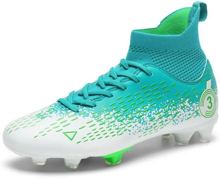 DHOVOR Boys Girls High-Top Soccer Cleats Youth Lightweight Professional Turf Football Cleats Unisex Non-Slip Indoor Soccer Shoes for Kids Outdoor/Indoor/Competition/Unisex