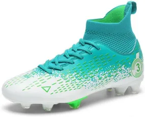 DHOVOR Boys Girls High-Top Soccer Cleats Youth Lightweight Professional Turf Football Cleats Unisex Non-Slip Indoor Soccer Shoes for Kids Outdoor/Indoor/Competition/Unisex