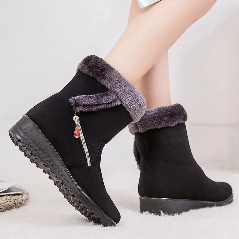Dyavor Women Winter Boots Fur Collar Casual Orthopedic Shoes