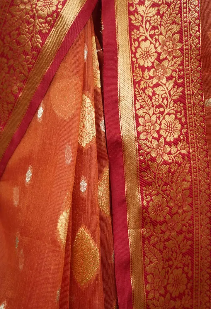 Ethnic Woven Motifs Banarasi zari Silk with Ornate broder & Pallu  Wrap in 1 minute saree