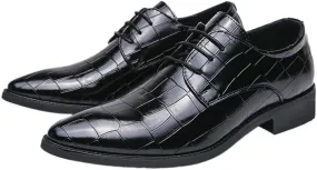 Fashion Mens Pointed Toe Leather Shoes Men's Business Dress Plaid Black Shoes Breathable Formal Wedding Shoes British Spring Casual Shoes