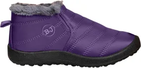 Fur Lined Ankle Boots Women Winter Warm Fleece Shoes Comfort Flat Booties Slip on Snow Booties Walking Boot