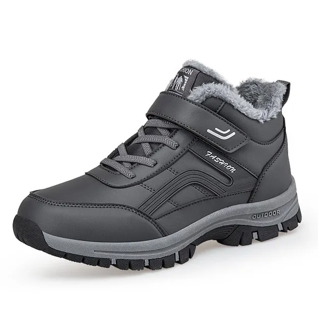 Groovywish Men Velcro Fur Ankle Boots Waterproof Orthopedic Shoes