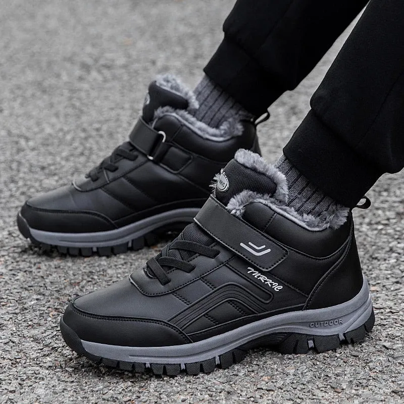 Groovywish Men Velcro Fur Ankle Boots Waterproof Orthopedic Shoes