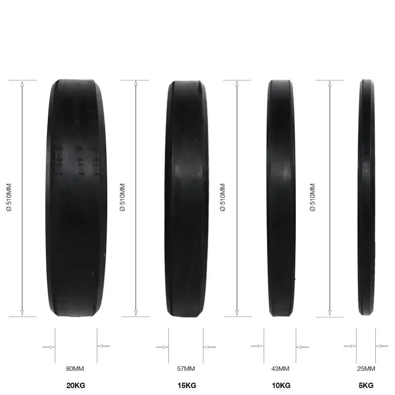 Hit Fitness 25kg Black Bumper Plates | Pack of 4