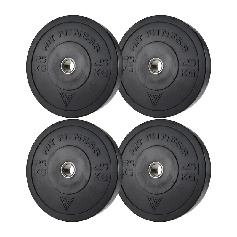 Hit Fitness 25kg Black Bumper Plates | Pack of 4