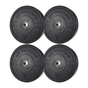 Hit Fitness 25kg Black Bumper Plates | Pack of 4