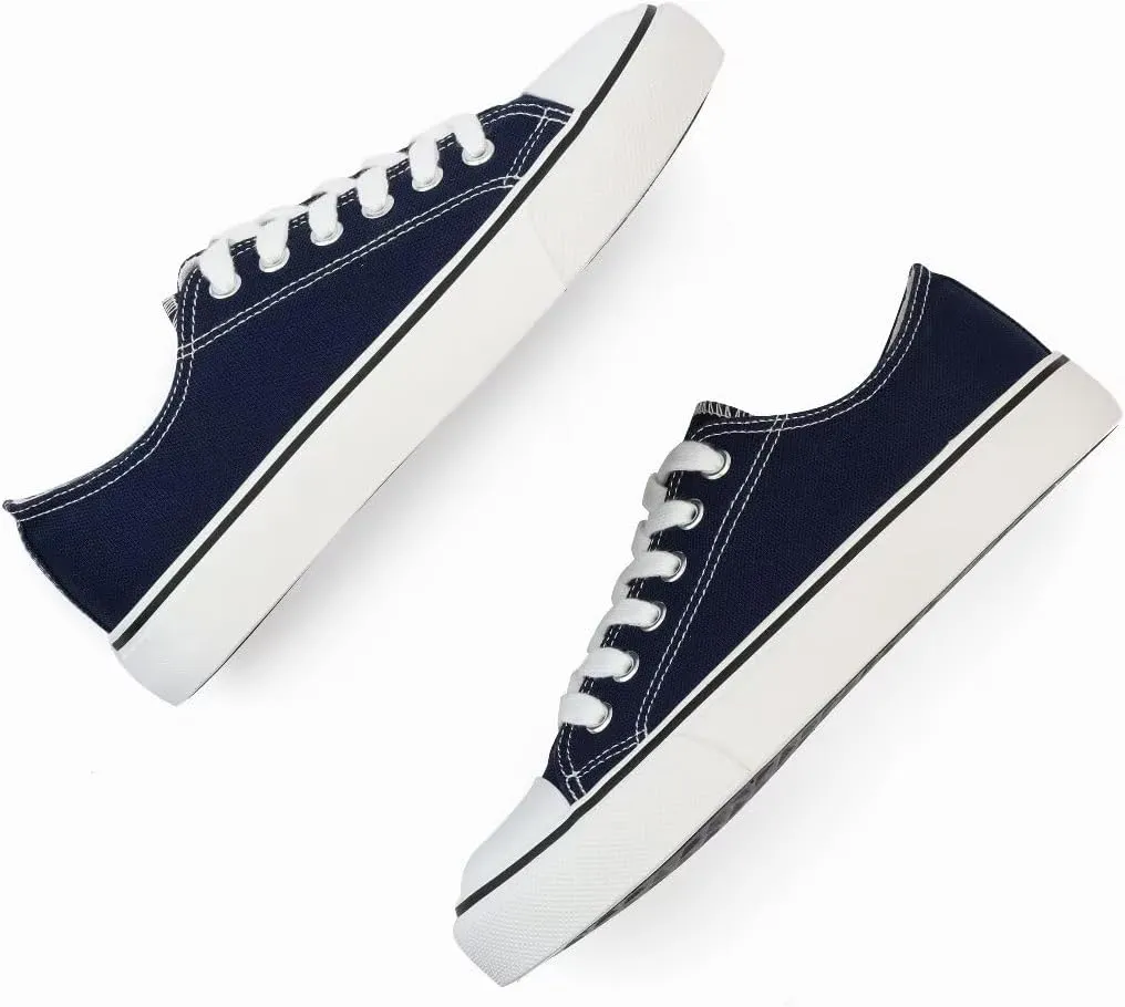 JUDIS Womens Lace Up Canvas Shoes Low Top Fashion Sneakers Casual Tennis Walking Shoes