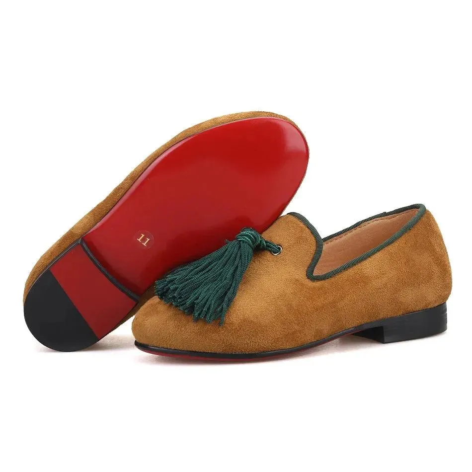 Kids Loafers Khaki Kids' Loafer Shoes: Classic Style with Tassel Detailing