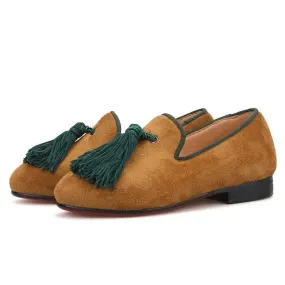 Kids Loafers Khaki Kids' Loafer Shoes: Classic Style with Tassel Detailing