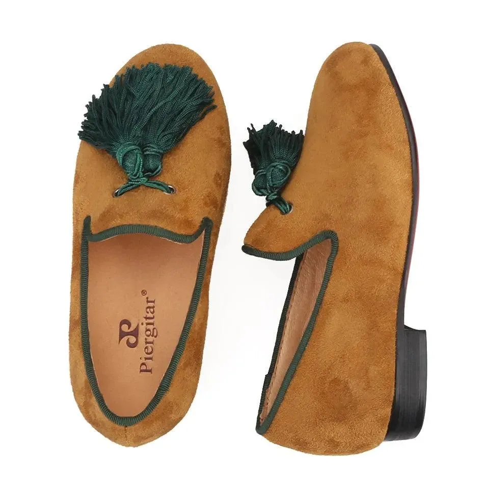 Kids Loafers Khaki Kids' Loafer Shoes: Classic Style with Tassel Detailing