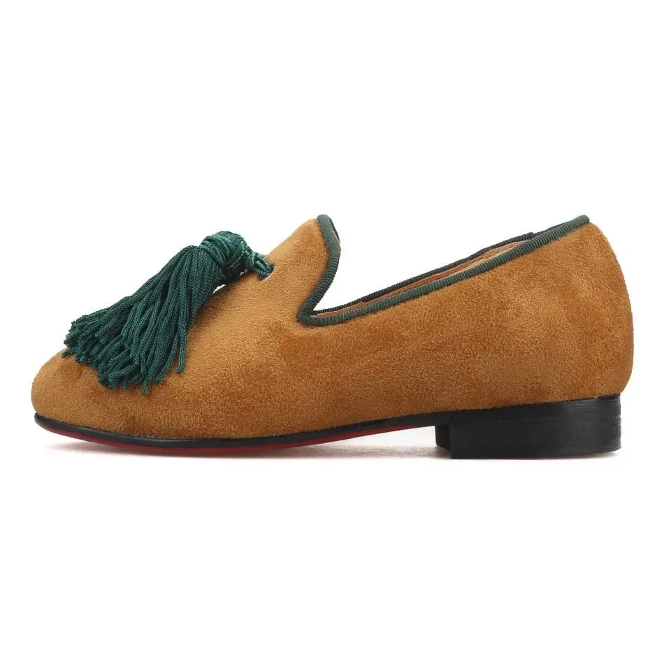 Kids Loafers Khaki Kids' Loafer Shoes: Classic Style with Tassel Detailing
